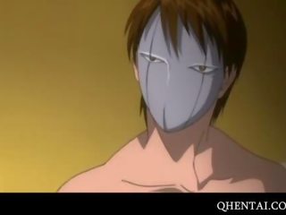 Chesty μελαχρινός/ή threesomed σε hentai συνδετήρας