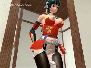 Libidinous hentai hija utilizando joder máquina a llegar orgasmo