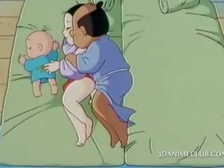 Lascivious anime husband nailing hard his wifes pussy